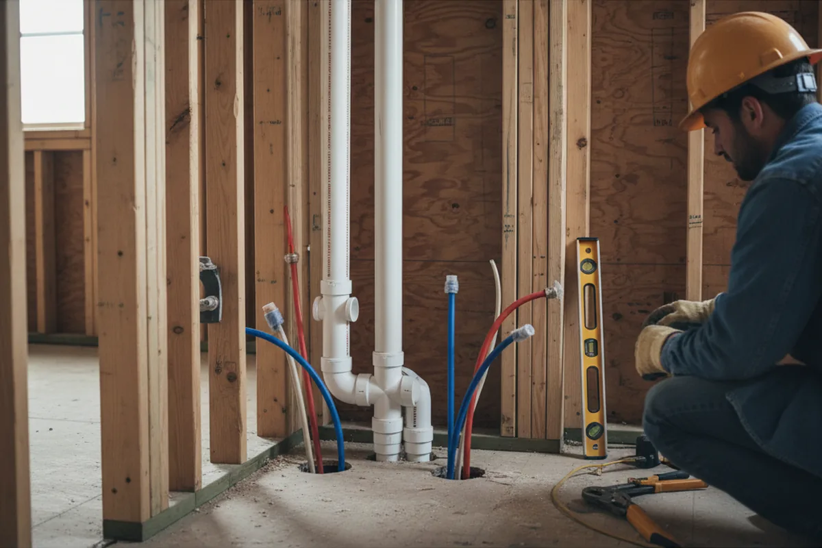 Drain and supply rough-in during Leak Detection in Umatilla